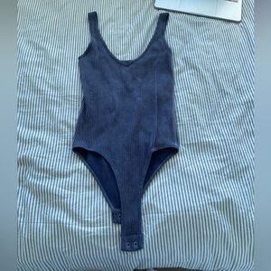 Aura Heather Blue Bodysuit Sleeveless Thong Size M/L